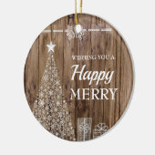 Rustiek hout kerstboom vakantie seizoen keramisch ornament (Links)