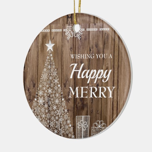 Rustiek hout kerstboom vakantie seizoen keramisch ornament (Links)