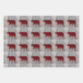 Rustiek Hout Kersthert beer Rode Buffel Check Inpakpapier Vel (Voorkant)