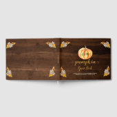 Rustiek Hout Kleine Pompoen Sinaasappel Baby showe Gastenboek (Volledig)