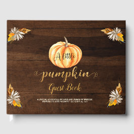 Rustiek Hout Kleine Pompoen Sinaasappel Baby showe Gastenboek