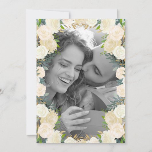 rustiek hout | Krans bruiloft met foto terug Kaart (Achterkant)