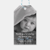 Rustiek hout kruis doop dank u foto cadeaulabel (Voorkant)