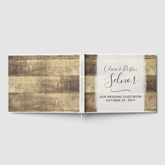 Rustiek Hout  Land Boerderij Bruiloft Gastenboek (Volledig)