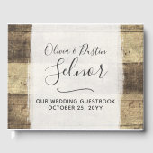 Rustiek Hout  Land Boerderij Bruiloft Gastenboek (Voorkant)