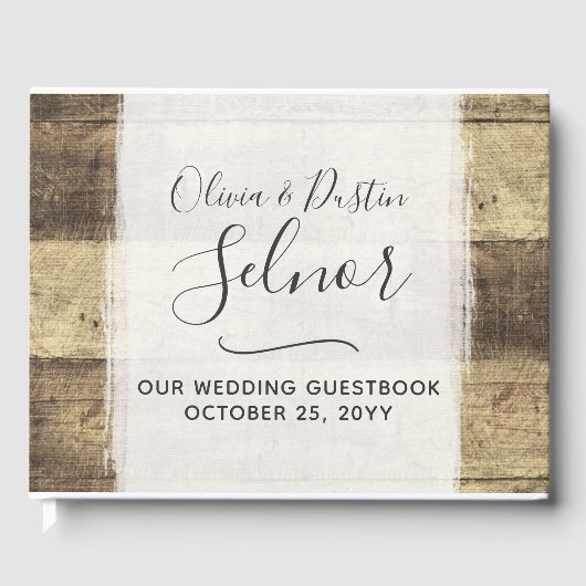 Rustiek Hout  Land Boerderij Bruiloft Gastenboek (Voorkant)