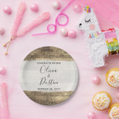 Rustiek Hout  Land Boerderij Bruiloft Papieren Bordje (Feest)