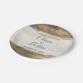 Rustiek Hout  Land Boerderij Bruiloft Papieren Bordje (Gekanteld)