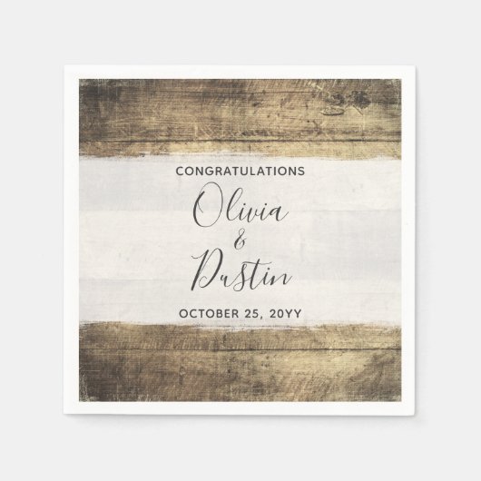 Rustiek Hout  Land Boerderij Bruiloft Servet (Voorkant)