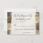 Rustiek Hout  Land Boerderij Schuur Bruiloft RSVP (Voorkant)