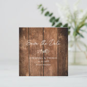 Rustiek hout land bruiloft save the date (Staand voorkant)