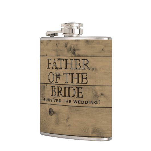 Rustiek hout land bruiloft | Vader van de bruid Heupfles (Links)