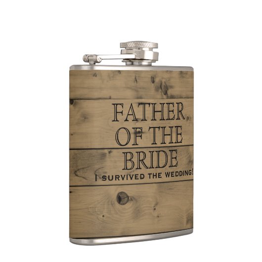 Rustiek hout land bruiloft | Vader van de bruid Heupfles (Rechts)