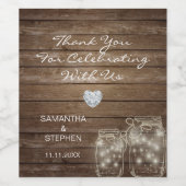 Rustiek Hout Land Mason Jars Hart Bruiloft Wijn Etiket (Enkel label)