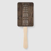 Rustiek Hout Land Schuur Bruiloft Programma Handwaaier (Achterkant)