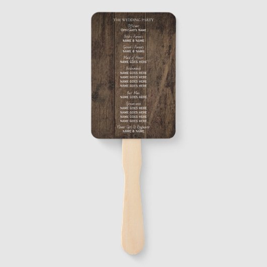 Rustiek Hout Land Schuur Bruiloft Programma Handwaaier (Achterkant)