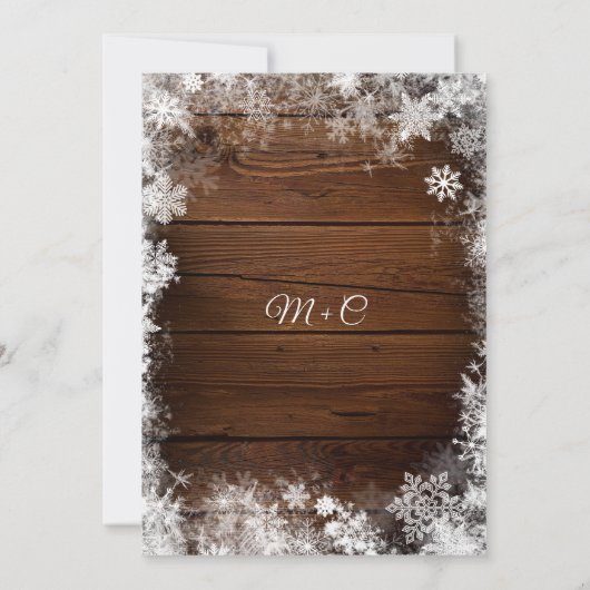 Rustiek hout land winter bruiloft kaart (Achterkant)