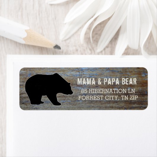 Rustiek hout | Land Zwart Beer Silhouet Etiket (Insitu)