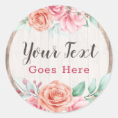 Rustiek Hout Landhuis Bloemen Roos Boutique Ronde Sticker (Voorkant)
