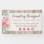 Rustiek Hout Landhuis Bloemen Roos Boutique Spandoek (Horizontaal)