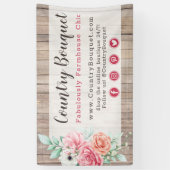 Rustiek Hout Landhuis Bloemen Roos Boutique Spandoek (Verticaal)