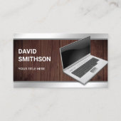 Rustiek Hout Laptop PC Computer Reparatie Technicu Visitekaartje (Voorkant)