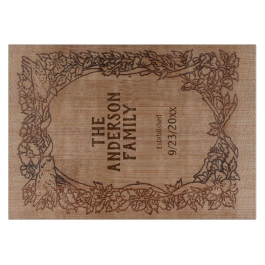 Rustiek hout "Laser gegraveerd" bruiloft Jubileum Snijplank (Voorkant)