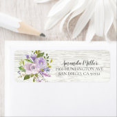 Rustiek Hout Lavendel Bloemen Retouradres Etiket (Insitu)