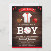 Rustiek Hout Leuk Sport Boy Baseball Baby shower Kaart (Voorkant)