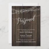 Rustiek hout, Lichten Elegant Uitgestelde Bruiloft Kaart (Voorkant)