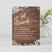 Rustiek Hout, Lichten & Kanten Bruiloft Evenement Kaart (Staand voorkant)