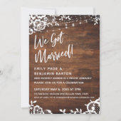 Rustiek Hout, Lichten & Kanten Wij Zijn Getrouwd F Kaart (Voorkant)