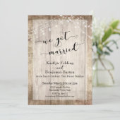 Rustiek hout & lichten, We Zijn Getrouwd, Ontvangs Kaart (Staand voorkant)