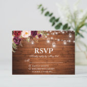 Rustiek Hout Lights Jars Floral Wedding RSVP (Staand voorkant)