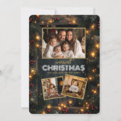 Rustiek Hout Lijst Kerstfoto Collage Feestdagenkaart (Voorkant)