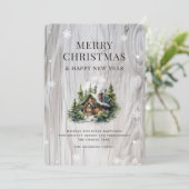 Rustiek Hout Log Cabin Snowflake Feestdagenkaart (Staand voorkant)