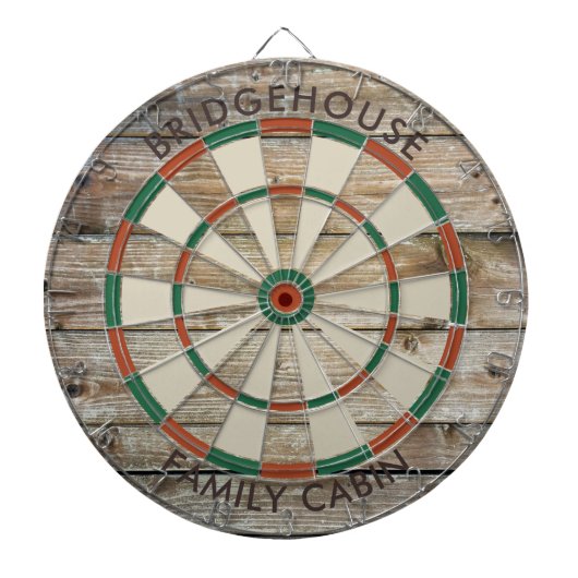 Rustiek Hout Look Familie Spelletjes Kamer Custom Dartbord (Voorkant)