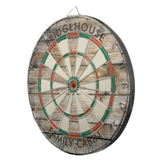 Rustiek Hout Look Familie Spelletjes Kamer Custom Dartbord (Voorkant Rechts)