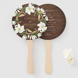 Rustiek Hout Magnolia Aangepaste Bruiloft Handwaaier