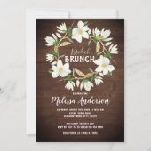 Rustiek hout Magnolia bruids brunch douche Kaart (Voorkant)