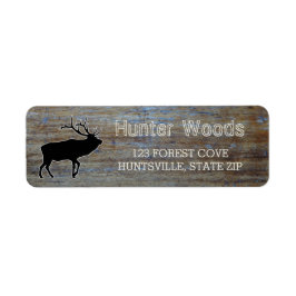 Rustiek hout | Mannelijk Wildlife Elk Silhouette Etiket