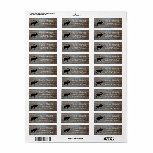 Rustiek hout | Mannelijk Wildlife Elk Silhouette Etiket (Full Sheet)