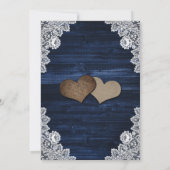 Rustiek Hout Marine Blauw Blush Roze Bloemen Huwel Kaart (Achterkant)