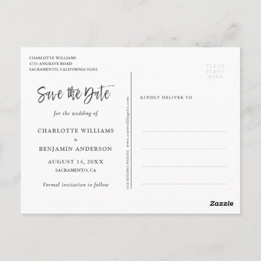 Rustiek Hout Marine Blauw Bourgogne Save The Date Briefkaart (Achterkant)