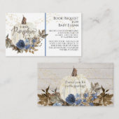 Rustiek Hout Marine Blauwe Bloemen Pompoen Boek Ve Visitekaartje (Voorkant / Achterkant)