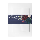 Rustiek Hout Marsala & Navy Blauw Bloemen Bruiloft Uitnodigingen Wikkel (Voorkant Voorbeeld)