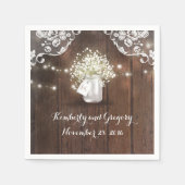 Rustiek Hout Mason Jar Baby's Breath Barn Wedding Servetten (Voorkant)