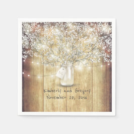 Rustiek Hout Mason Jar Baby's Breath Barn Wedding Servetten