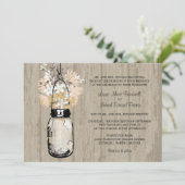 Rustiek Hout Mason Jar en Wildflowers Wedding Kaart (Staand voorkant)