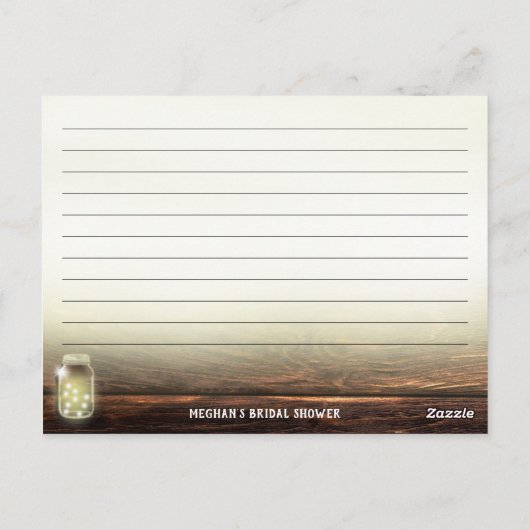 Rustiek hout Mason Jar String Lights Boom Recept Briefkaart (Achterkant)